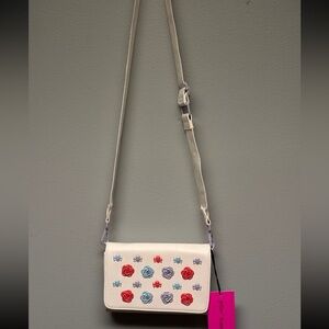Betsey Johnson Floral Embroidered White Crossbody Bag